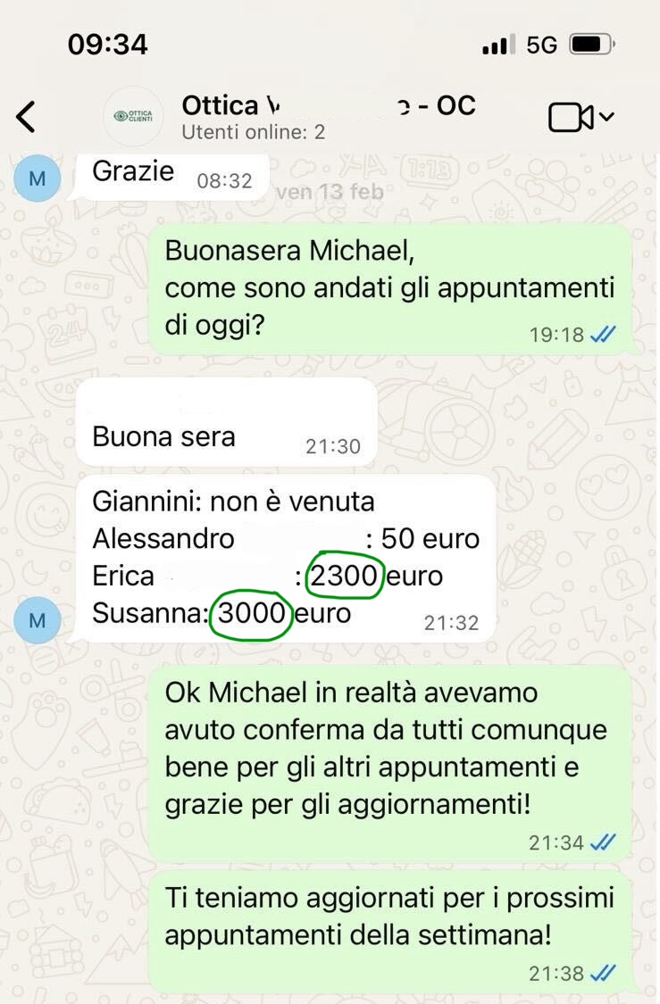 Preventivo accettato — chat WhatsApp