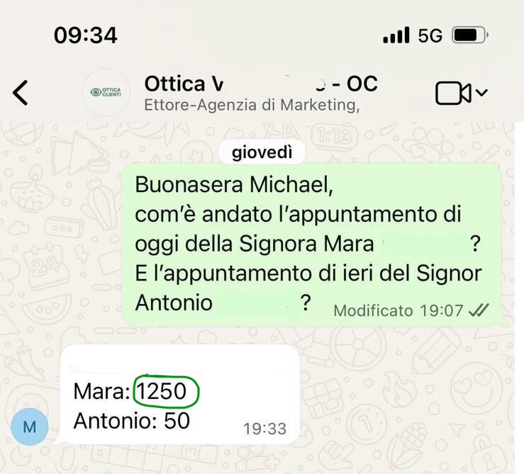 Preventivo accettato — chat WhatsApp